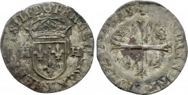 FRANCE. Henry III (1574-1589). Douzain (1575). 

Obv: HENRICVS III D G FRAN ET PO REX / H - H. 
Crowned coat-of-arms.
Rev: SIT NOMEM DNI BENEDICT....