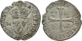 FRANCE. Henry III (1574-1589). Douzain (1575). 

Obv: HENRICVS III D G FRAN ET POL REX / H - H. 
Crowned coat-of-arms.
Rev: SIT NOMEM DNI BENEDICT...