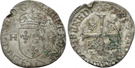 FRANCE. Henry III (1574-1589). Douzain (1576). 

Obv: HENRICVS III D G FRAN ET POL REX / H - H. 
Crowned coat-of-arms.
Rev: SIT NOMEM DNI BENEDICT...