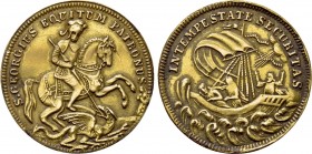 HUNGARY. GOLD Medallic Ducat (Circa 19th century). Kremnitz. 

Obv: S GEORGIVS EQVITVM PATRONVS. 
St. George on horse rearing right, slaying dragon...