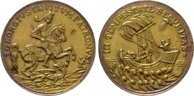 HUNGARY. GOLD Medallic Gilded Ducat (Circa 19th century). Kremnitz. 

Obv: S GEORGIVS EQVITVM PATRONVS. 
St. George on horse rearing right, slaying...