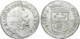 ITALY. Massa di Lunigiana. Alberico II Cybo Malaspina (1662-1690). 8 Bolognini (1665). 

Obv: ALBERIC II S R I E MASSÆ DVX I / 8. 
Armored and drap...