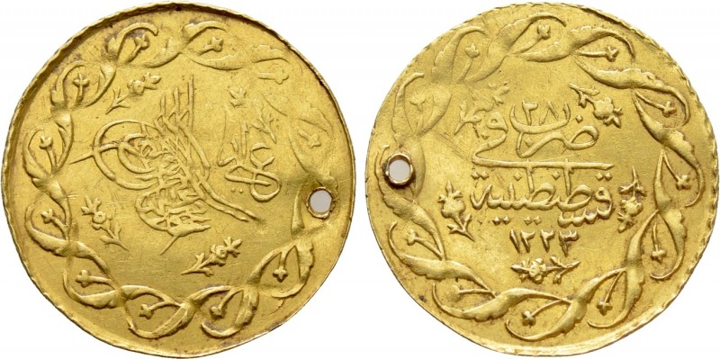 OTTOMAN EMPIRE. Mahmud II (AH 1222-1255 / AD 1808-1839). GOLD Cedid. Qustantiniy...