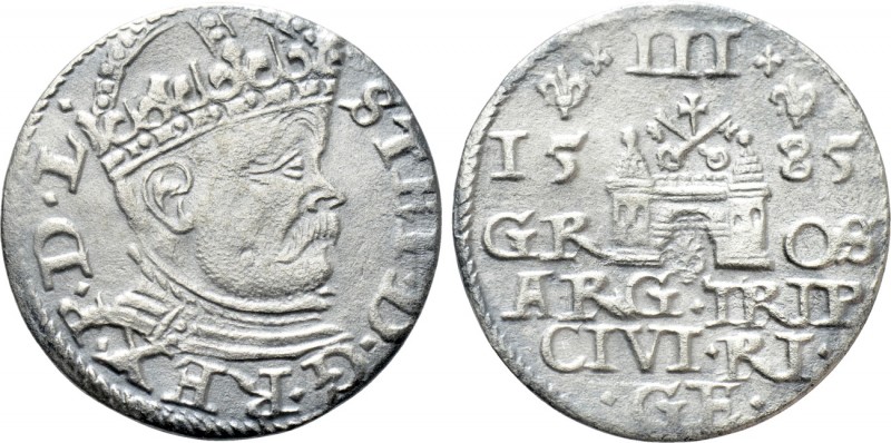 POLAND. Stefan Batory (1576-1586). Trojak (1586). Riga. 

Obv: STEP D G REX P ...