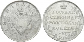 RUSSIA. Alexander I (1801-1825). 1 Ruble (1808 СПБ MK). St. Petersburg. 

Obv: МОНЕТА РУБЛЬ 1808 / M - K. 
Crowned imperial double eagle, with coat...