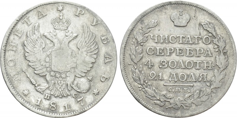 RUSSIA. Alexander I (1801-1825). 1 Ruble (1817 СПБ ПC). St. Petersburg. 

Obv:...