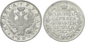 RUSSIA. Alexander I (1801-1825). 1 Ruble (1822 СПБ ПД). St. Petersburg. 

Obv: МОНЕТА РУБЛЬ 1822 / П - Д. 
Crowned imperial double eagle, with coat...