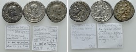 3 Roman Provincial Tetradrachms. 

Obv: .
Rev: .

. 

Condition: See picture.

Weight: g.
 Diameter: mm.