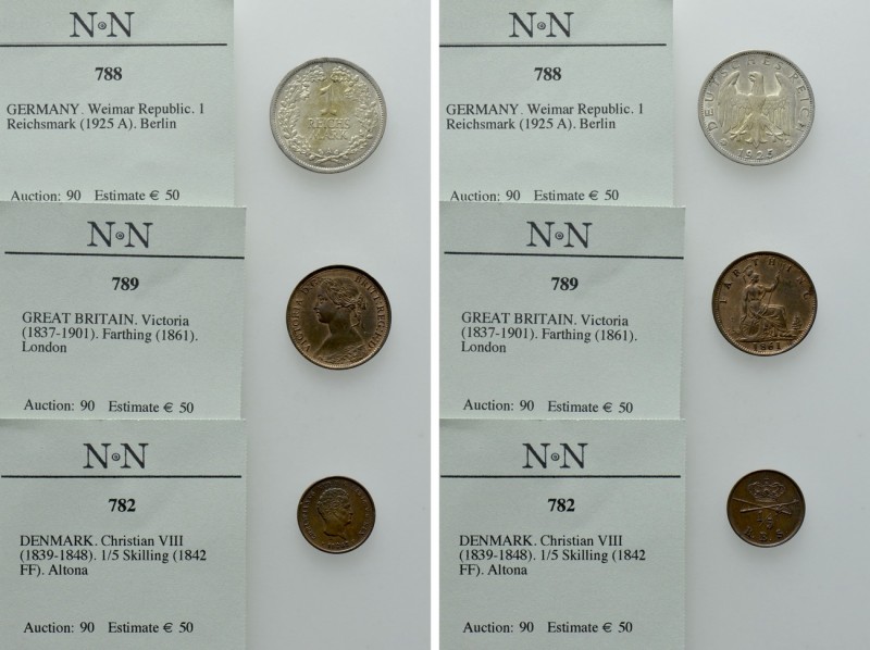 3 Modern Coins; Denmark, Germany and Great Britain. 

Obv: .
Rev: .

. 

...