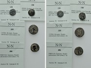 4 Greek and Roman Coins. 

Obv: .
Rev: .

. 

Condition: See picture.

Weight: g.
 Diameter: mm.