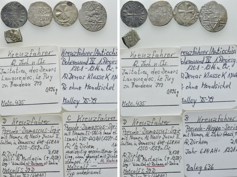 5 Crusader Coins. 

Obv: .
Rev: .

. 

Condition: See picture.

Weight:...