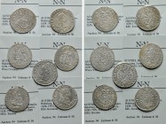 7 Coins of the Holy Roman Empire / Austria. 

Obv: .
Rev: .

. 

Condition: See picture.

Weight: g.
 Diameter: mm.