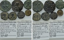 7 Byzantine and Medieval Coins. 

Obv: .
Rev: .

. 

Condition: See picture.

Weight: g.
 Diameter: mm.
