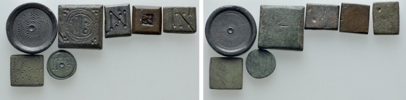 7 Byzantine Weights. 

Obv: .
Rev: .

. 

Condition: See picture.

Weig...