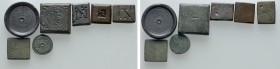 7 Byzantine Weights. 

Obv: .
Rev: .

. 

Condition: See picture.

Weight: g.
 Diameter: mm.