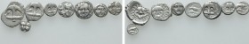8 Greek Coins. 

Obv: .
Rev: .

. 

Condition: See picture.

Weight: g.
 Diameter: mm.