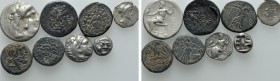 8 Greek Coins. 

Obv: .
Rev: .

. 

Condition: See picture.

Weight: g.
 Diameter: mm.