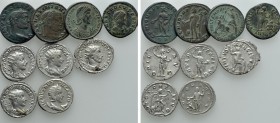 9 Roman Coins. 

Obv: .
Rev: .

. 

Condition: See picture.

Weight: g.
 Diameter: mm.