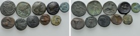 10 Greek Coins. 

Obv: .
Rev: .

. 

Condition: See picture.

Weight: g.
 Diameter: mm.