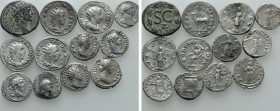 12 Roman Coins. 

Obv: .
Rev: .

. 

Condition: See picture.

Weight: g.
 Diameter: mm.