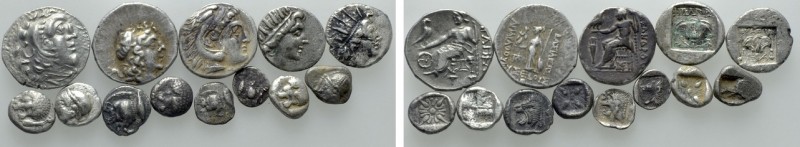 13 Greek Coins. 

Obv: .
Rev: .

. 

Condition: See picture.

Weight: g...