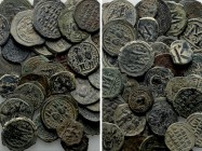 Circa 40 Byzantine Coins. 

Obv: .
Rev: .

. 

Condition: See picture.

Weight: g.
 Diameter: mm.