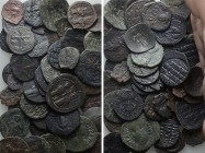 Circa 50 Byzantine Coins. 

Obv: .
Rev: .

. 

Condition: See picture.

Weight: g.
 Diameter: mm.
