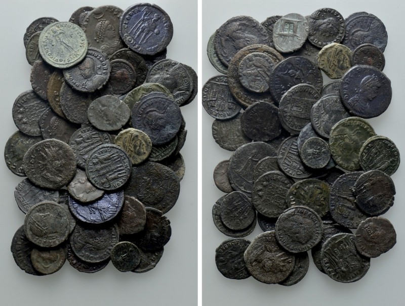 Circa 50 Roman Coins. 

Obv: .
Rev: .

. 

Condition: See picture.

Wei...