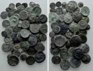 Circa 66 Greek Coins. 

Obv: .
Rev: .

. 

Condition: See picture.

Weight: g.
 Diameter: mm.
