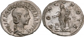 ROMAN EMPIRE
Aquilia Severa (220 - 221AD), AR Denarius (2,8g), Rome
IVLIA AQVILIA SEVERA AVG draped bust right / CONCORDIA Concordia standing left, ...
