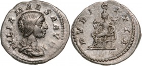 ROMAN EMPIRE
Julia Maesa (218-224AD), AR Denarius (2,6g), Rome
IVLIA MAESA AVG draped bust right / PVDICITIA Pudicitia seated left, holding scepter....