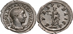 ROMAN EMPIRE
Severus Alexander (222-235AD), AR Denarius (2,5g) struck 232AD, Rome
 IMP ALEXANDER PIVS AVG Laureate, draped and cuirassed right / SPE...