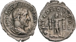 ROMAN EMPIRE
Maximinus I. Thrax (235-238AD), AR Denarius (2,8g), struck 236 AD, Rome
IMP MAXIMINVS PIVS AVG GERM Laureate, draped and cuirassed bust...