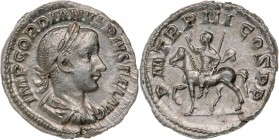 ROMAN EMPIRE
Gordian III. (238 -244AD), AR Denarius (3,4g), struck 240 AD, Rome
IMP GORDIANVS PIVS FEL AVG Laureate, draped, and cuirassed bust righ...