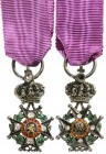 BELGIUM
ORDER OF LEOPOLD
Knight's Cross Miniature, 5th Class, instituted in 1832. Breast Badge, 24x13 mm, GOLD, Brilliants and Silver, both central ...