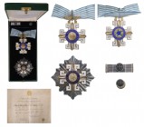 BRAZIL
ORDER OF AERONAUTICAL MERIT
Grand Officer's Set, 2nd Class, instituted in 1943. Neck Badge, 72x61 mm, gilt Silver, both sides enameled, both ...