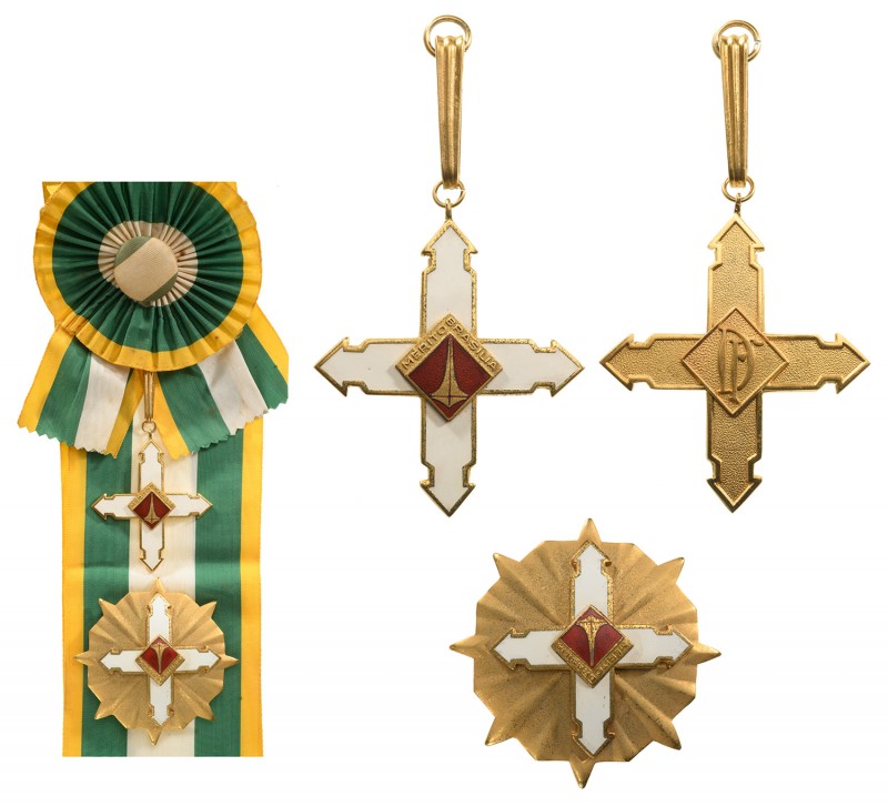 BRAZIL
Order of State Merit
Grand Cross Set. Sash Badge, 66x56 mm, gilt Bronze...