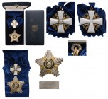 FINLAND
ORDER OF THE WHITE ROSE
Grand Cross Set, 1st Class, instituted in 1919. Sash Badge, 59x54 mm, gilt Silver, maker`s mark "Tillander", hallmar...