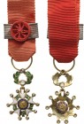 FRANCE
ORDER OF THE LEGION OF HONOR
Commander`s Cross Miniature De Luxe with Brilliants, 3rd Republic (1870-1940), 5th Class. Breast Badge, 22x14 mm...