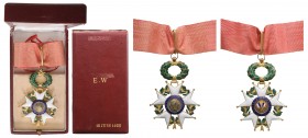 FRANCE
ORDER OF THE LEGION OF HONOR
Commander's Cross, 4th Republic (1951-1958), 3rd Class, instituted in 1802. Neck Badge, 92x63 mm, gilt Bronze, e...