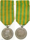 FRANCE
China - Tonkin - Annam Campaign Medal, instituted in 1885
"Terre" Model. Breast Badge, 30 mm, Silver, original suspension ring and ribbon. Ra...