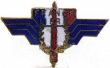 FRANCE
"F.F.L. - French Free Forces" Badge
Breast Badge, 33x20 mm, gilt Bronze, original pin in the back. Rare! I R!
Estimate: 150 - 300