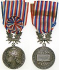 FRANCE
Postal and Telecomunications Honor Medal
2nd Type. Silver Class, named. Breast Badge, 29 mm, Silver, original suspension device and ribbon wi...