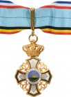 FRANCE
Franco- Belgian Civic Devotion Order
Commander's Cross, 1st Class. Neck Badge, 60x40 mm, gilt Bronze, enamelled, central medallions gilt, ena...