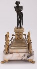 FRANCE
Dark bronze relief statuette about Emperor Napoleon 1st
White marble base four feet claws, mausoleum terrace where there are two sentries, so...