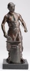 FRANCE
Dark bronze statue of the blacksmith at the forge
Cast iron probably French, circa 1920, anonymous work. Marble base. Height 25 cm.Damage at ...
