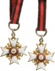 GERMANY - WURTTEMBERG
Order of the Crown
KnIght's Cross Miniature, instituted in 1818. Breast Badge, 17x14 mm, GOLD, both sides enameled, original s...