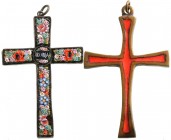 MIXED LOTS
Lot consisting of two religious objects
Lot consisting of two religious objects: 1 ? a Latin neck cross with flared branches in bronze ga...