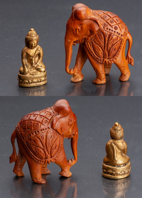 MIXED LOTS
Lot of 2
A funny figurine in light bronze representing the Buddha s...