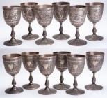 IRAN
Set of 6 silver cups on pedestal base
Engravings about hunting and floral ornaments. Work of Persia mid nineteenth. Height 13.5 cm, total weigh...